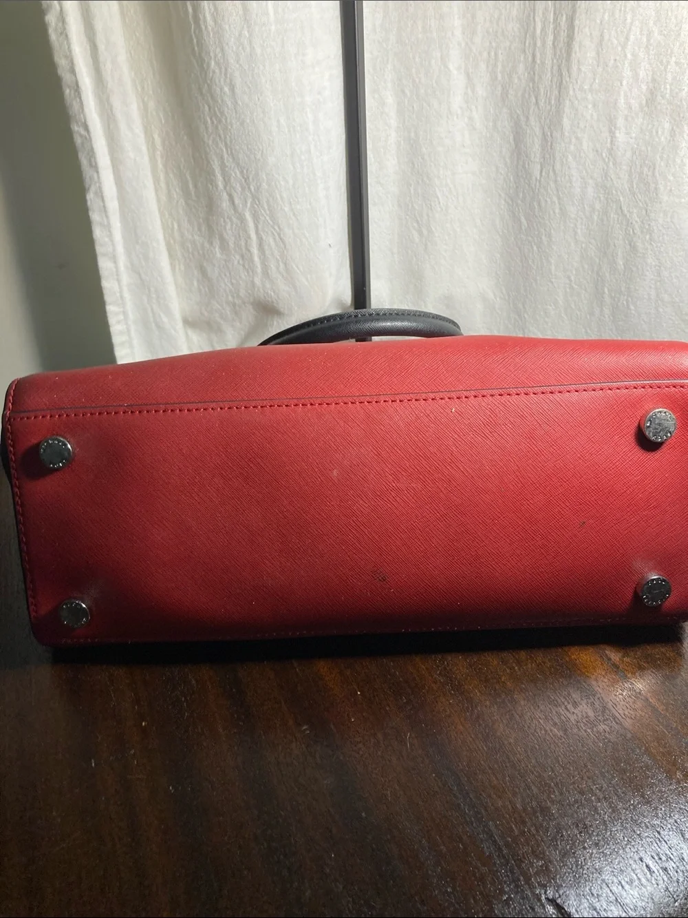Michael Kors Red and Black Saffiano leather Satchel tote